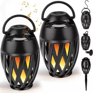 남성을 위한 야외 블루투스 스피커 선물 LED 효과가 있는 그 아빠 IPX5 방수 휴대용 티키 토치 분위기 파티