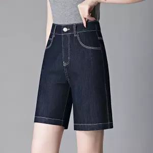 여름 바지 여사친 데님 아우터 와이드 일자 하이웨스트 반바지 청반바지 5부 OP2