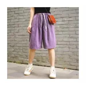 여성 데일룩 청반바지 여름 캐주얼 밴딩 데님 5부 반바지 DAOL2