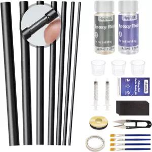액세서리가 된 아벤틱 낚싯대 수리 키트 고장 난 유지 보수를 위한 탄소 섬유 스틱