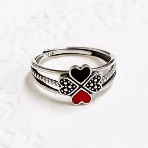 TBZ 순은반지 프리사이즈 행운클로버 하트여왕의