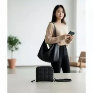 퀼팅 미니지갑 동전 보관 포켓 여성 반지갑   여행용 소지품 수납 파우치