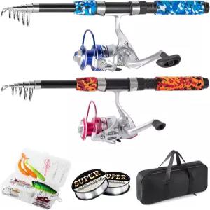 트립퀴프 낚싯대 6.9피트 2Pcs 망원 세트 스피닝 로드 및 릴 콤보와 캐리어 백 민물 키트 낚시 장비 타입 B