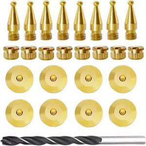 스피커 스파이크 패드 키트 구리 절연 스탠드 및 - 드릴러가 장착된 턴테이블 CD 기타 AV 리시버 8쌍