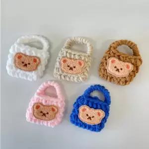 뜨개 손가방 이어폰 케이스 버즈2 아이팟 3세대 블루투스 프로 곰돌이 자수 귀여운