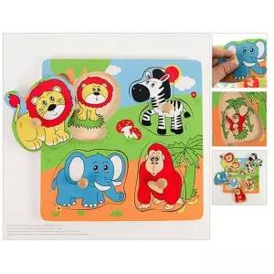 [하프클럽/브이와이]집 원목 교구 노인 블록 베이비  퍼즐 야생동물