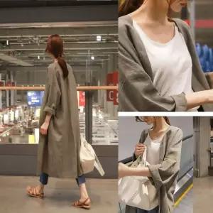 여성 린넨 롱 데일리룩 카디건 가을 간절기 아우터 봄