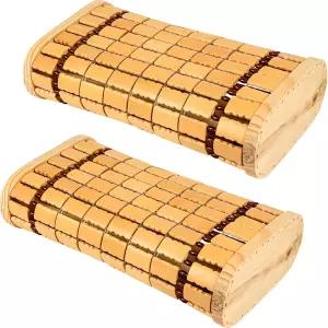 MAKCNMYM 2팩 대나무 머리 받침대 베개 천연 사우나 목 수제 나무 중국 스타일 가정용 스팀 룸 통기성 중공