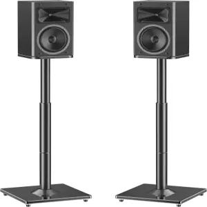 마운트업 유니버설 스피커 스탠드 28.3인치~37.4인치 높이 조절 가능한 바닥 책장 및 위성 대형 최대 22LBS