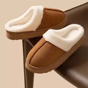 [하프클럽/]통굽 스웨이드 털 슬리퍼 따뜻한 여성 실내화