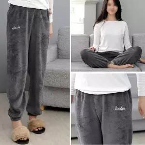 [하프클럽/]여성용 겨울 극세사 잠옷 수면바지 그레이 수면장옷