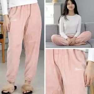 [하프클럽/]여성용 겨울 극세사 잠옷 수면바지 핑크 수면장옷 극