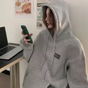 [하프클럽/]여성 레터링 기모 후드티 1P 박스핏 패션 티셔츠 심플