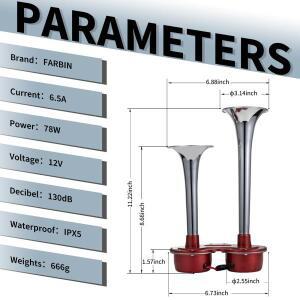 FARBIN-12V 24V 130dB 듀얼 혼 슈퍼 시끄러운 전기 솔레노이드 밸브 자동차 에어 혼 스피커 차량용 호환