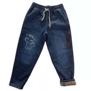 [하프클럽/]기모 청바지 작업복 겨울 워싱 데님 빅사이즈 융털 안감