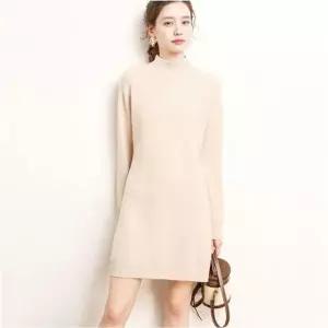 [하프클럽/]여성 겨울 데일리 반목니트 미디기장 원피스 루즈핏 목폴라