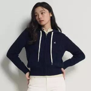 매장정품 빈폴 레이디스 코튼 케이블 후드 집업 - 네이비 BF615AC01R 243468