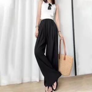 심플한 아이스 바지 여름 긴 팬츠 와이드 밴딩 홈웨어