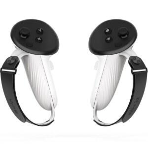 메타/오큘러스 퀘스트 3/퀘스트 3S와 호환되는 AMVR 컨트롤러 그립, 실리콘 액세서리 논슬립 핸들 커버, 조절 가능한 부드러운 핸드 스트랩이 중소형 손에 맞습니다(공식 충전 도크 배터리에 맞지 않음)