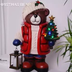 크리스마스 인테리어 장식 대형 현관 창문 원형 오너먼트 전구 캔들리스 벽트리 솔방울 곰돌이