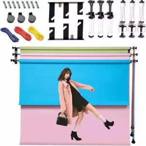 테이블 램프에 부착된 3개의 삼중 후크 6개의 확장 막대 체인 천장 배경 홀더를 포함한 ZLY 3 롤러 벽 장착