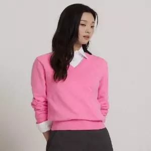 매장정품 빈폴 레이디스 코튼 V넥 풀오버 - 라이트 핑크 BF6151E01Y 243499