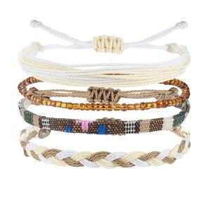 핀추안 비치 여름 발목 팔찌 여성용 핸드메이드 땋은 조절 가능한 끈 발찌 방수 서퍼