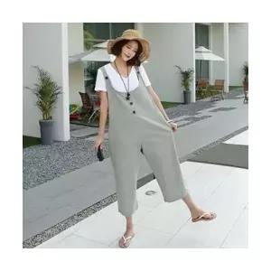 여자점프슈트 슬림핏 와이드 오버롤 여름 캐주얼 점프슈트 린넨 임부용 ible2