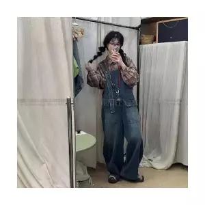 여자점프슈트 데님 멜빵 점프슈트 슬림핏 캐주얼 ible1