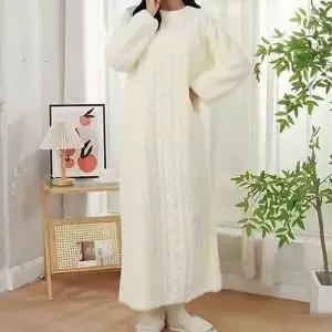 [하프클럽/]4컬러 겨울 포근한 꽈배기패턴 수면잠옷 롱원피스