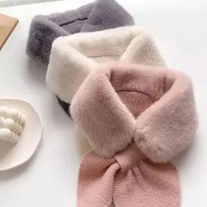 [하프클럽/]겨울 니트 퍼 리본 쁘띠 목돌이 머플러 여자 선물