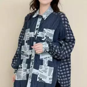 여성 데님 상의 무지 셔츠 체크 칼라 긴팔 봄가을 아우터 포인트 DUCHI1