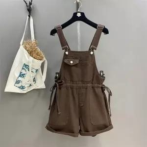 여성 멜빵바지 여름 와이드 점프수트 팬츠 반바지 루즈핏