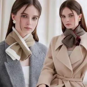 [하프클럽/]배색 니트 쁘띠 목도리 여성 겨울 머플러