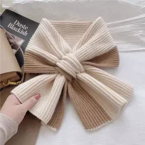 [하프클럽/]배색 니트 쁘띠 머플러 여성 목도리