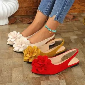 스트랩 샌들 여성 슈즈 올오버 여름 뾰족한 꽃 밴딩 발뒤꿈치 플랫 편안한 admr2