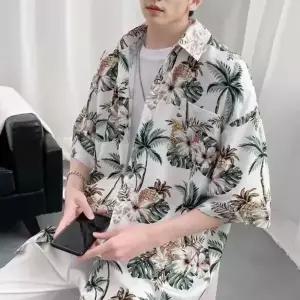 [하프클럽/]반팔 하와이안 셔츠 휴양지룩 남방 바캉스룩 남자 남