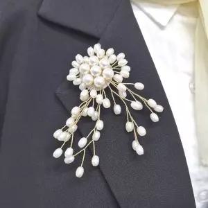 진주 꽃가지 브로치 혼주 정장 한복 악세서리