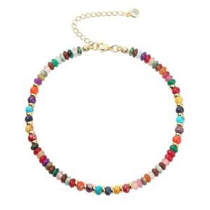 여성용 레밀리 내추럴 스톤 비즈 발찌 팔찌 핸드메이드 방수 보호 발목 조절 가능한 여름 보석