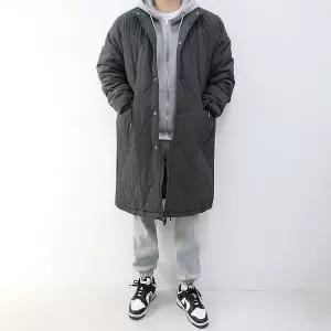 [하프클럽/]남자 오버핏 빅사이즈 항아리 퀼팅 누빔 롱 패딩 코트