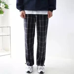 [하프클럽/] 남자 와이드 기모 체크 스트링 밴딩팬츠 남여공용 (2color)