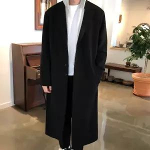 [하프클럽/] 남자 오버핏 3버튼 스탠 분또 롱 싱글코트 (2color)