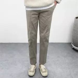 [하프클럽/] 남자 빅사이즈 기모 세미와이드 핀턱 절개 컷팅 크롭 밴딩팬츠