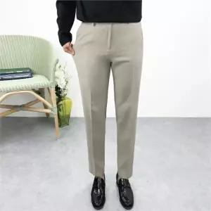 [하프클럽/] 남자 세미슬림핏 스판 무지 9부 기본 슬랙스 바지 4컬러