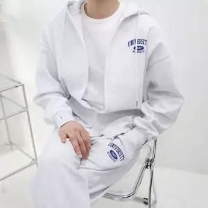 [하프클럽/] 남자 오버핏 합포지 유니버시티 레터링 프린팅 워머 후드집업