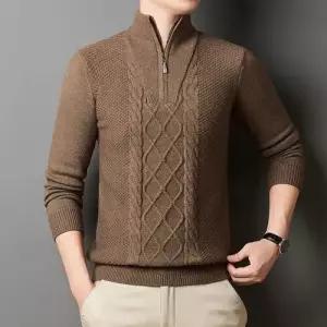 니트 남자집업니트 지퍼 하이넥 가디건 도톰 기모 꽈배기 트렌드 스웨터 풀오버 ible1