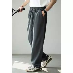 쿨링 배기팬츠 허리밴딩 슬림핏 더블 배기 팬츠 남성 캐주얼 여름 오피스룩 admr2