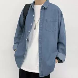 [하프클럽/옷자락]남자 캐주얼 루즈핏 빅사이즈 연청 진청 데님 셔츠