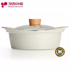 국산 키친아트 IH인덕션 베이직냄비-22cm 전골 찌개냄비 샤브샤브 김치찌개 세라믹코팅 통주물 유리뚜껑