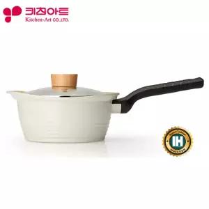 국산 키친아트 IH인덕션 베이직냄비-18편수 손잡이냄비 라면냄비 밀크팬 세라믹코팅 통주물 유리뚜껑